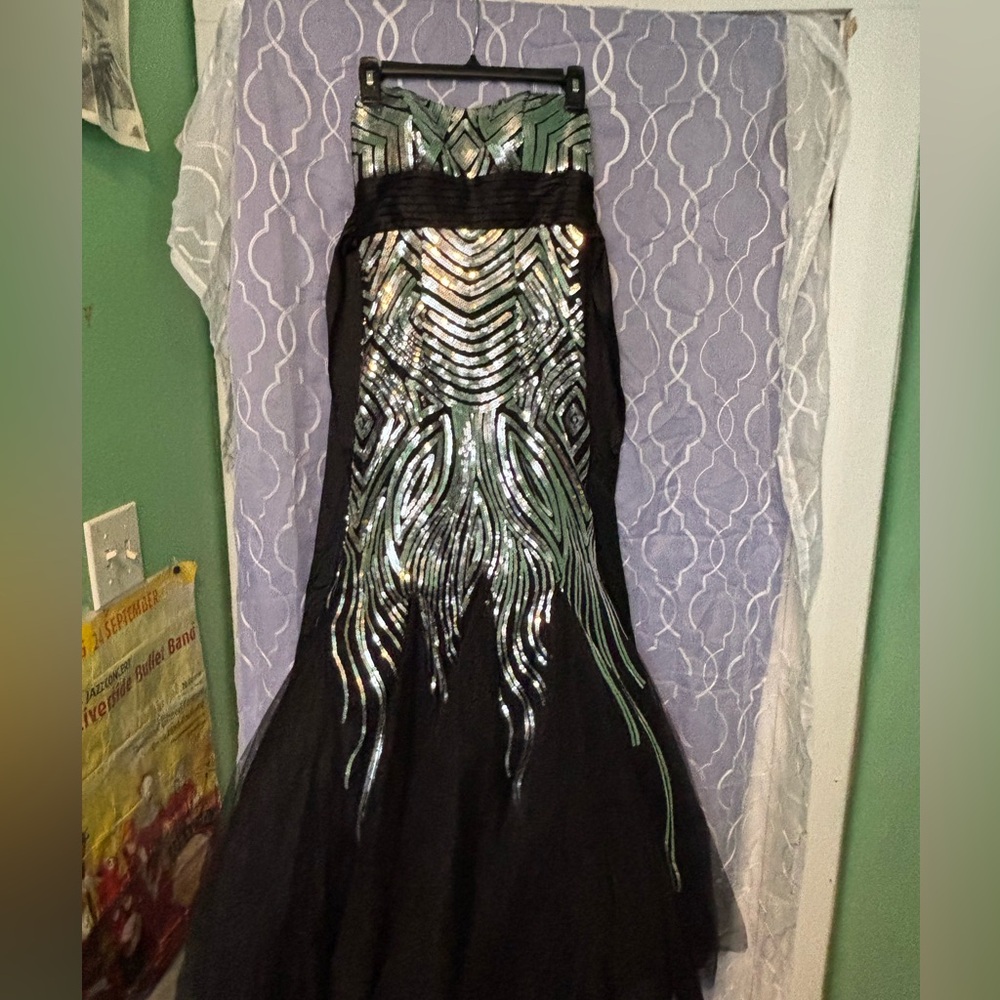Elegant Black and Silver Evening Gown